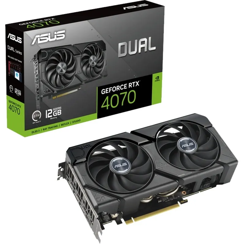 ASUS GeForce RTX 4070 DUAL 12G EVO OC grafische kaart (Grijs, 1x HDMI 2.1a, 3x DisplayPort, DLSS 3)