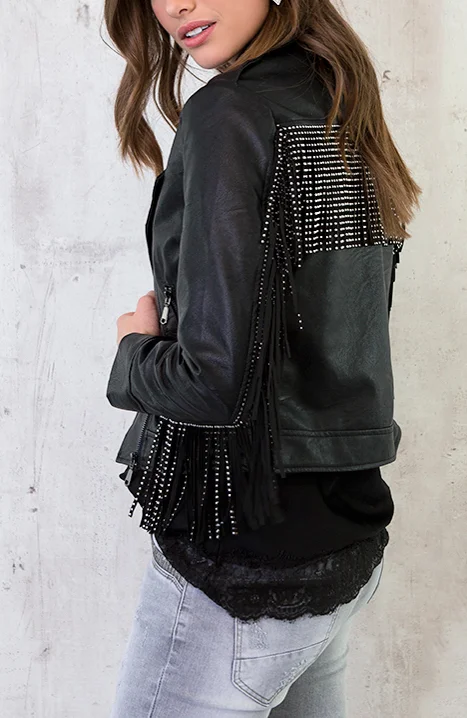 Biker Jacket Franjes Zwart
