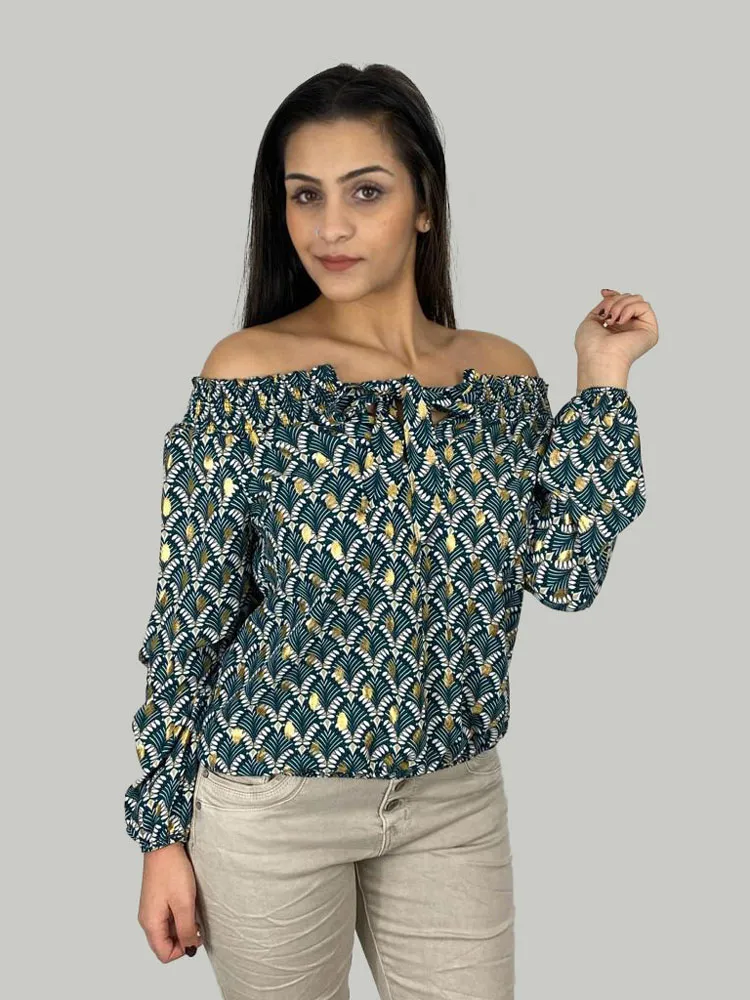 Gedessineerde Blouse Met Strik