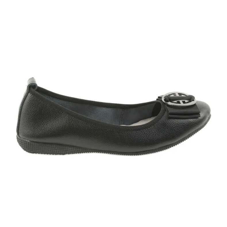 Leren dames ballerina's met strik Filippo 633 zwart