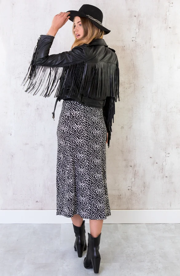 Midi Rok Cheetah Zwart