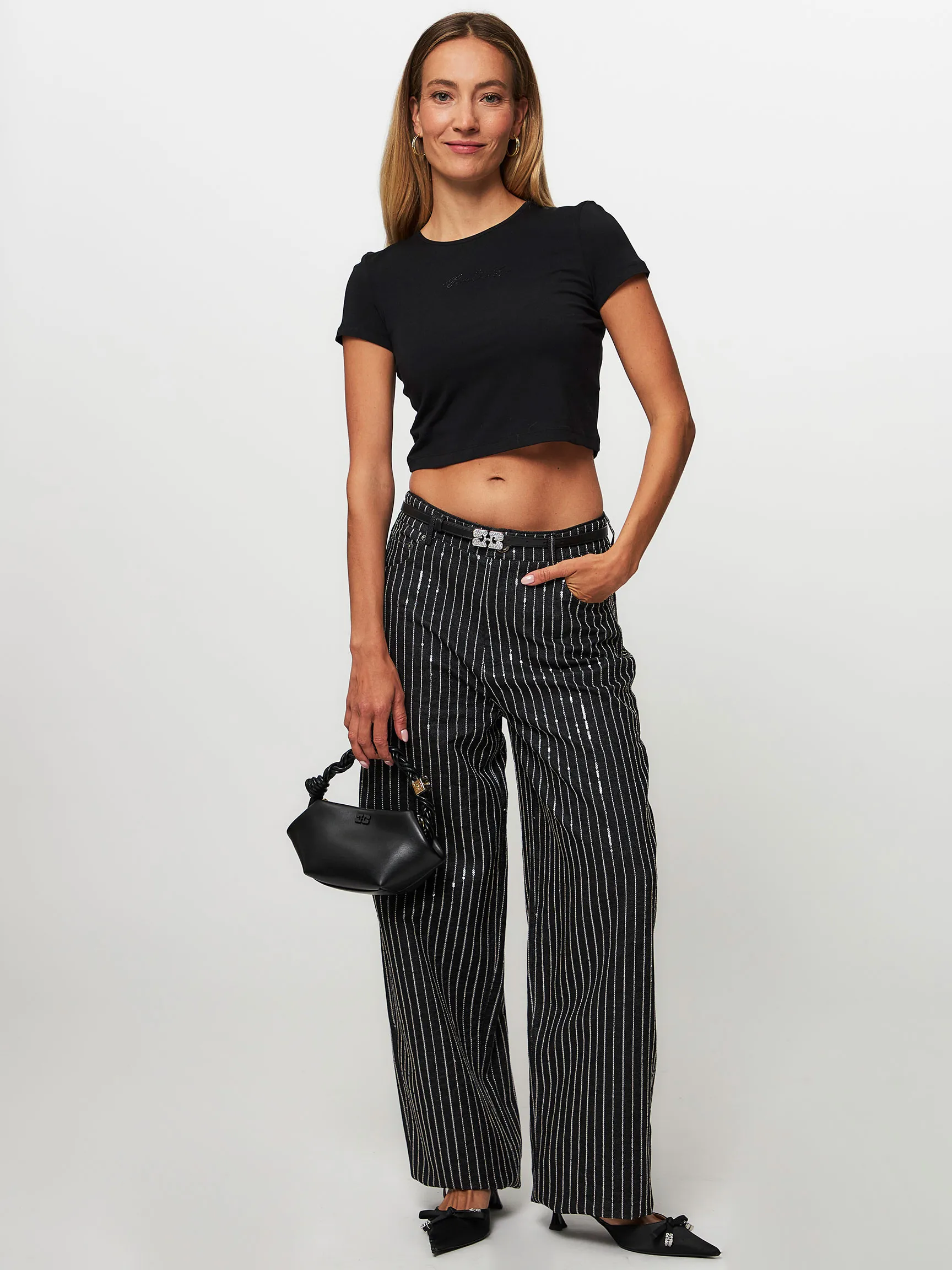 ROTATE BIRGER CHRISTENSEN KATOEN/MODALMIX CROPPED LOGO TSHIRT