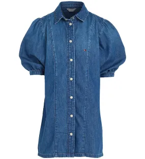 Tommy Hilfiger Jurk - Bladerdeeg Sleeve Denim - Marineblauwe sto