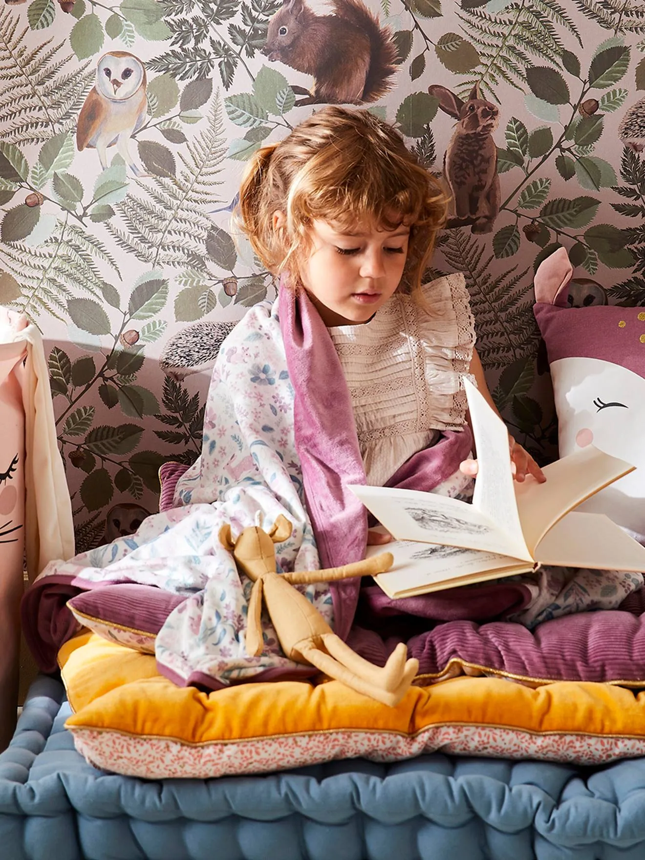 VERTBAUDET  VICTORIA OEKOTEX® FLUWELEN DEKEN  ROZE/MEERKLEURIG